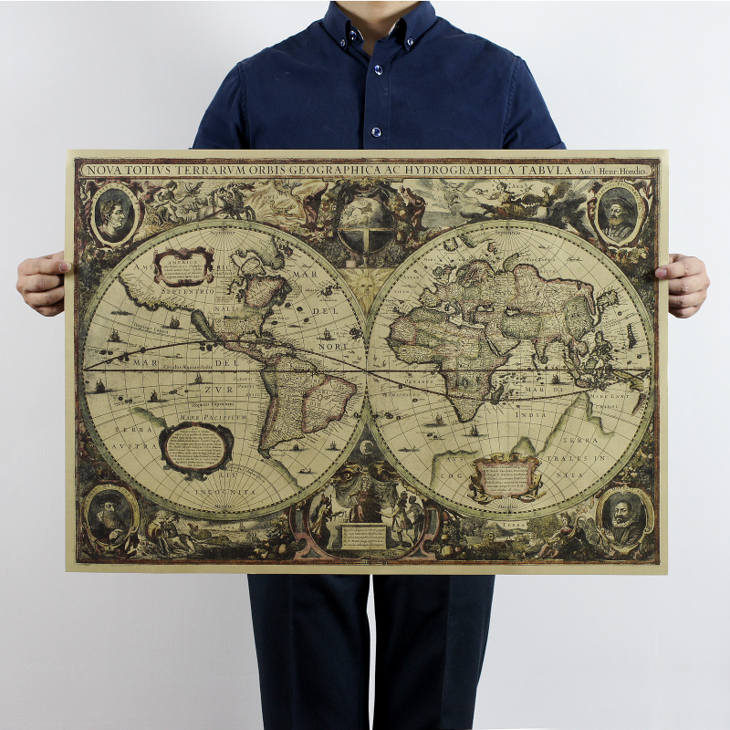 Star Map Poster - 1641 old Nautical chart world map