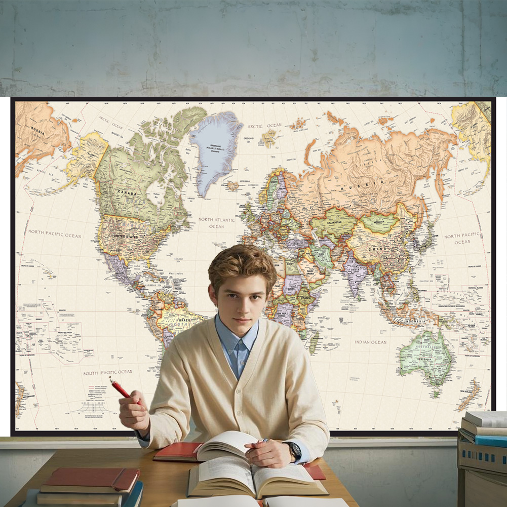 Star Map Poster - 127x81cm/50x32inch Vintage World Map Poster Foldable